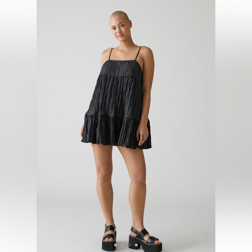 NWOT Urban Outfitters Clara Tiered Mini Dress in Black, Size XS